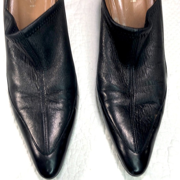 Vintage Gucci Black Leather Pointed Toe Loafer Pumps - Picture 4 of 12